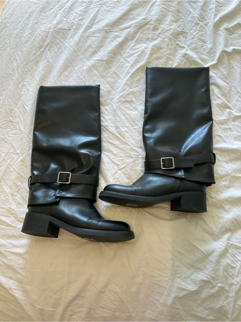 Call It Spring knee high faux leather moto boots